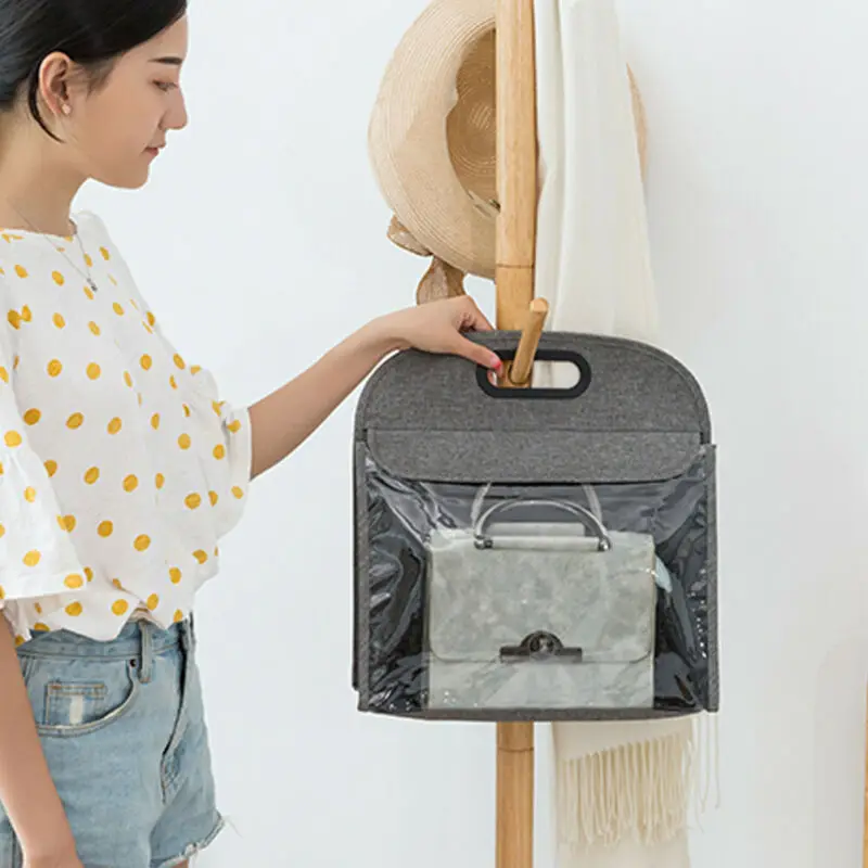 Brand New 2019 Dustproof Portable Handbag Storage Bags Anti-Dust Cover Clear Transparent Hanging Closet Organizer S L | Дом и сад