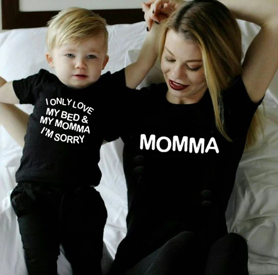 1 предмет Одинаковая одежда с надписью I Only Love My Bed и Momma I'm Sorry для мамы сына