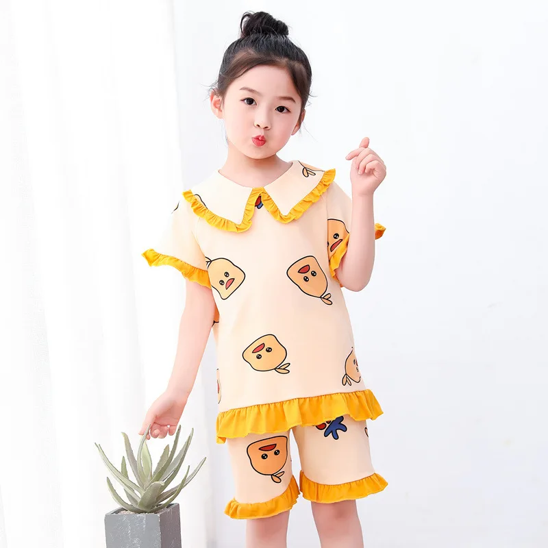 SIMISI/детский пижамный комплект с рисунком отложным воротником пижамы из