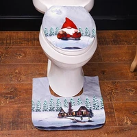 2pcs christmas santa gnome pattern bathroom toilet seat cover anti slip mat pad home bathroom xmas decoration