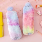 Кавайный творческий карандаш, фотография, милая девочка, Симпатичная плюшевая восьмиугольная сумка для ручек, Женская Студенческая простая сумка для хранения, 1 шт.