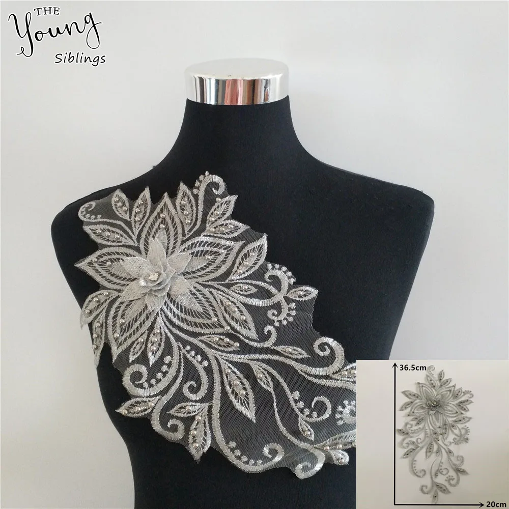 Новое поступление 3D Цветочная вышивка ABS жемчужный кружевной воротник тканевый с