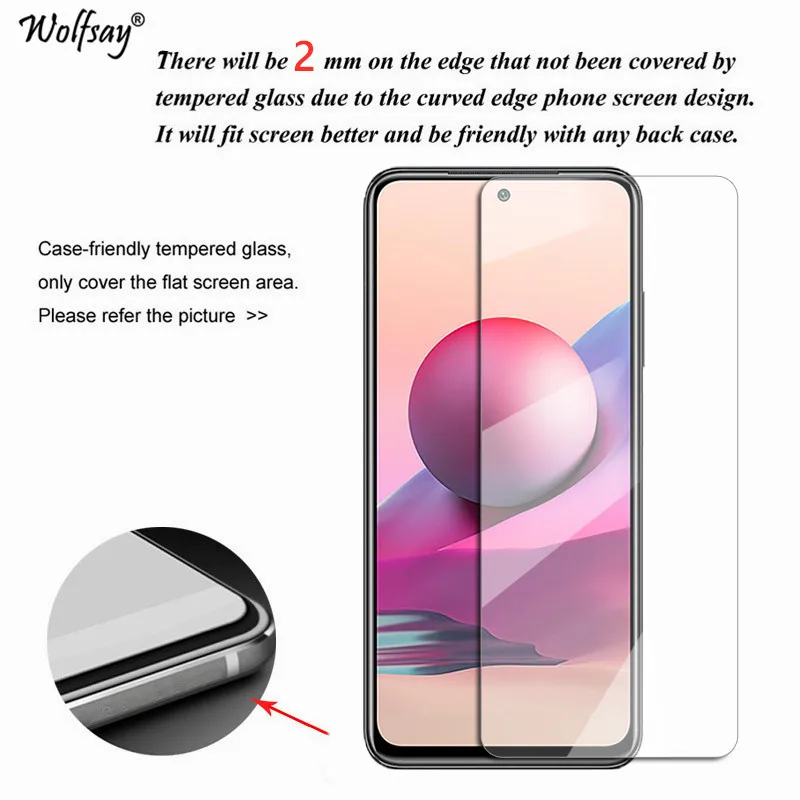 Protector de pantalla de cristal templado 9H para Xiaomi Redmi Note 10, cristal para Redmi Note 10T 10S 10 9 8-1