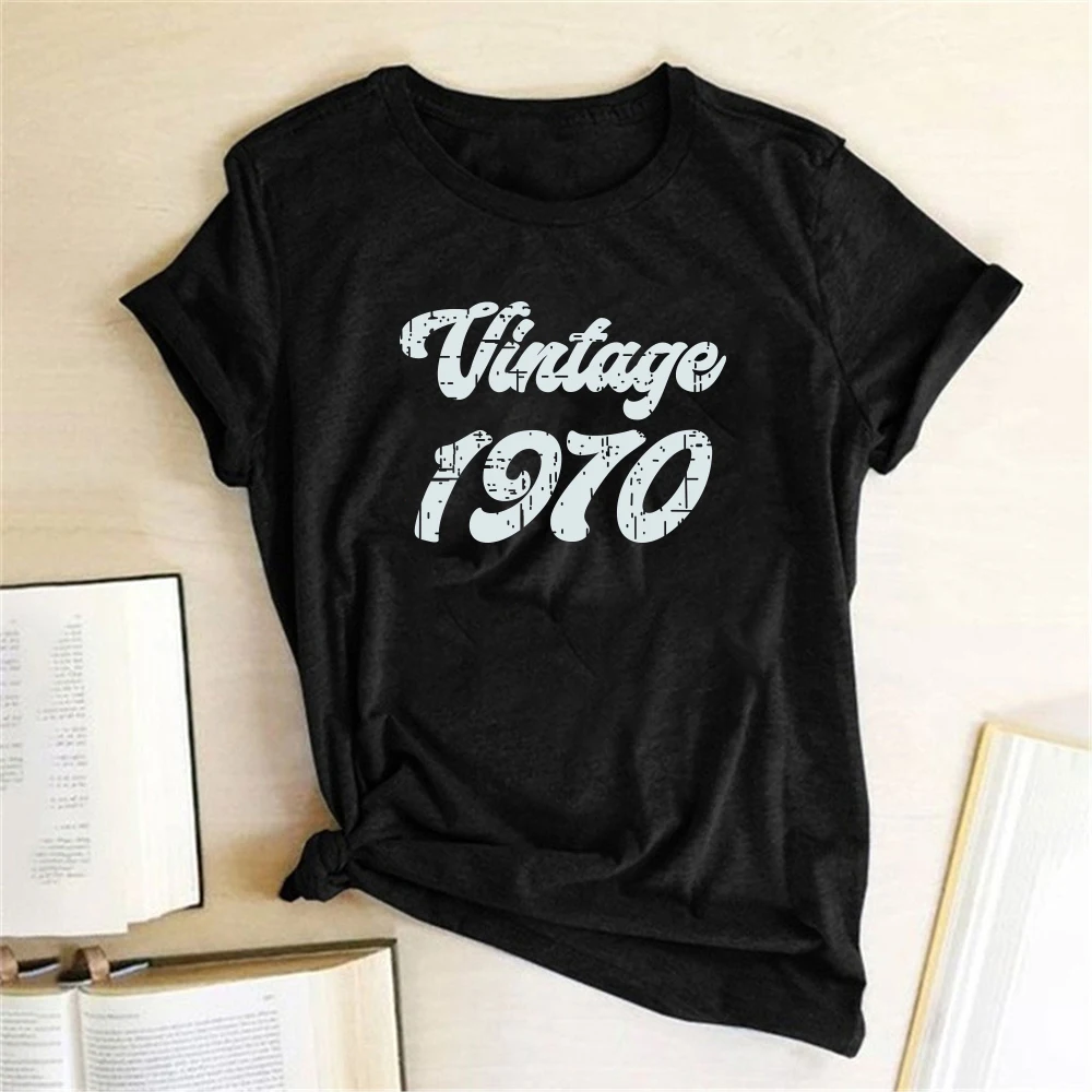 

Vintage 1970 Letter Printing T-shirts Femme O Neck Camisetas Mujer Verano Women Summer Short Sleeve T-Shirts Casual Harajuku Top