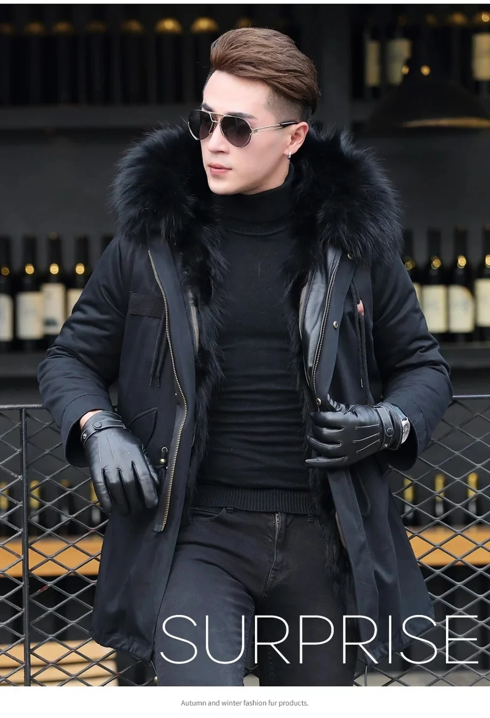 Мужское зимнее теплое пальто со съемной подкладкой и воротником-капюшоном |