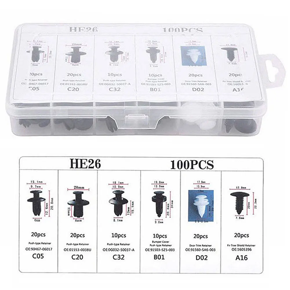 100 шт. автомобильные клипсы пластиковые зажимы для кузова автомобиля бампера