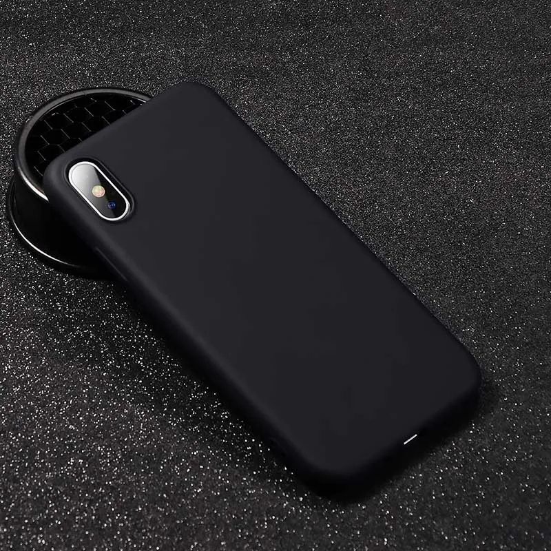 black Противоударные резиновые чехлы для телефонов для iPhone 11 Pro Max 7 8 6 6s Plus жидкий силиконовый мягкий чехол из ТПУ для iPhone XS Max XR X Case - Цвет: black