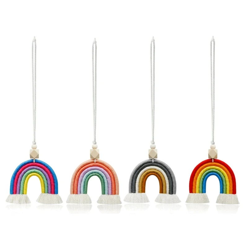 

Плетеная Радужная настенная Подвеска для спальни, детской комнаты, игровой комнаты, гобелен, веревка, плетеная кисточка, искусство, домашни...