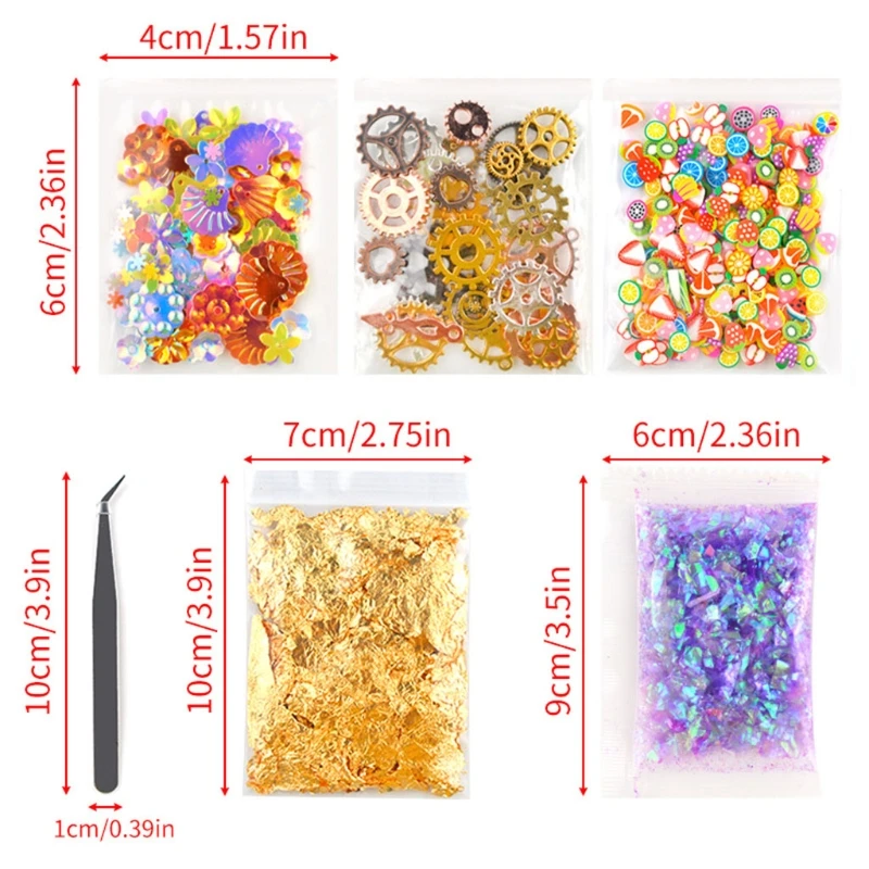 

Flower Card Diy Epoxy Mold Material Package with DIY Pendant Fine Glitter Dried Flowers Gold Foil Flakes Arts Crafts