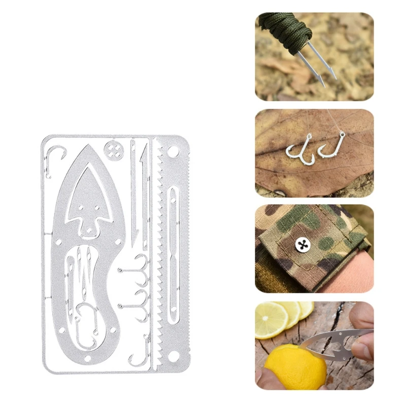 

Практичный Небольшой Аварийный Набор для кемпинга, карточка для выживания толщиной 0,5 мм, карточка для резки, удобное снятие, легкое хранени...