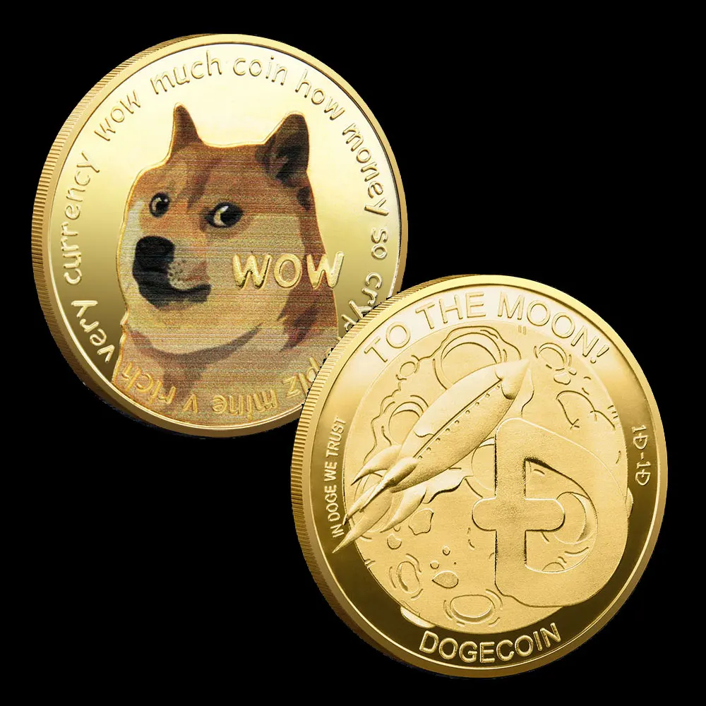 

Funny Dogecoin Gold Silver Doge Commemorative Coins Collection Wow Dog Pattern Souvenir Home Decoration Crafts Desktop Ornaments