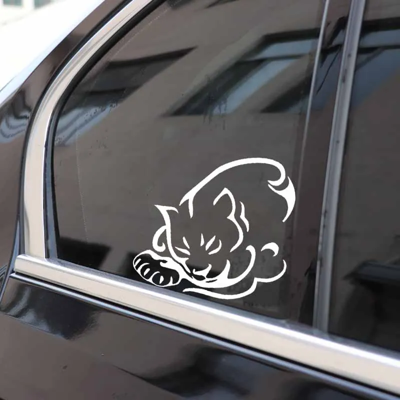 

YJZT 15.1X14.9CM Funny Animal Car Sticker Tribal Cat Paws Sleep Cute Vinyl Decal Decor Black/Silver C24-1713