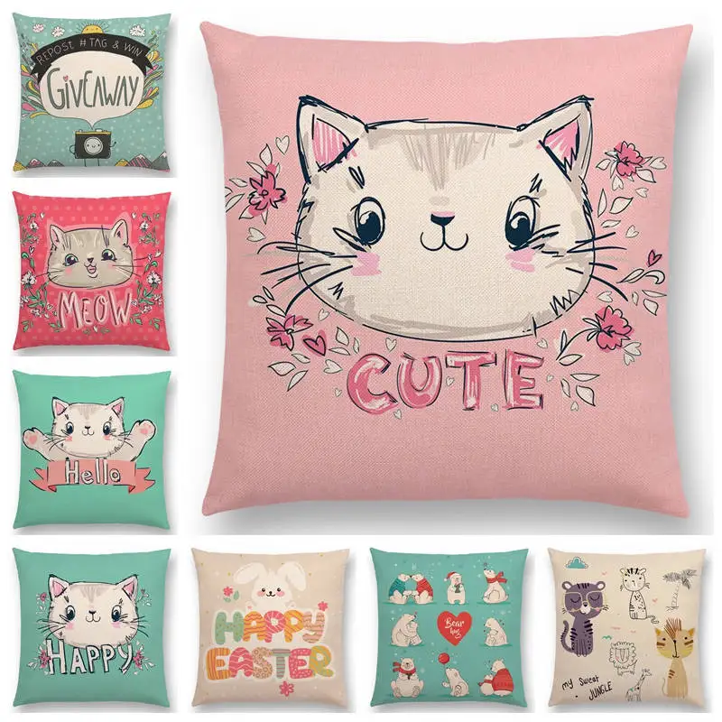 Милая кошка милые Мультяшные животные милый дом теплые слова кролик счастливое