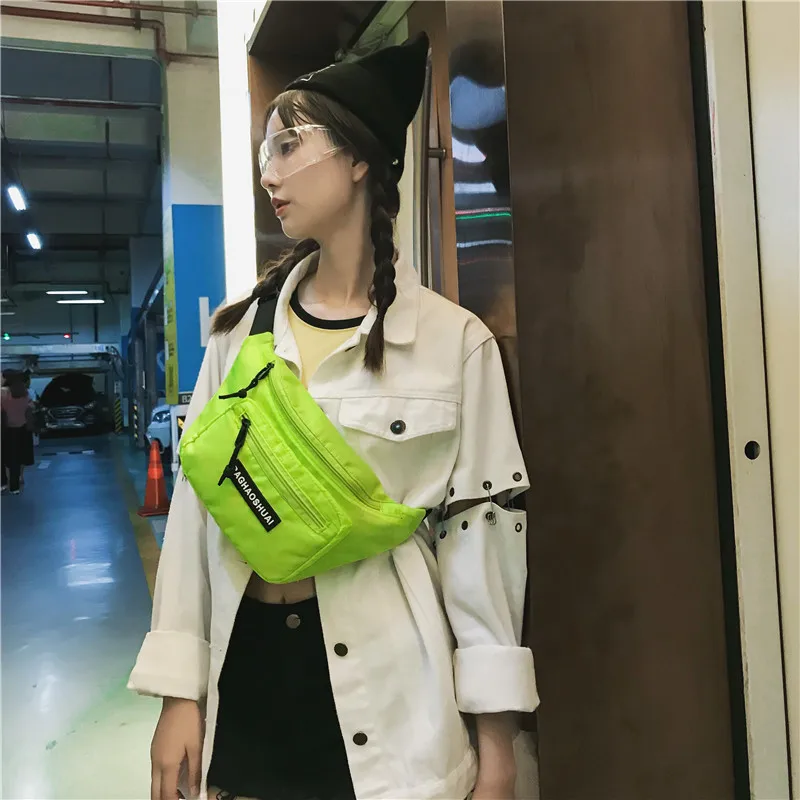 

YoReAi New Korean Men's Trendy Waist Bag Women's Outdoor Nylon Crossbody Chest Bags Running Sports Mobile Phone Zipper Pack