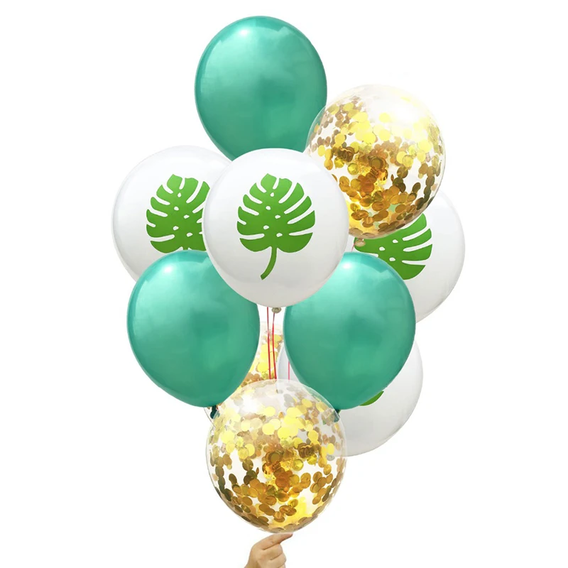 10 шт 12 дюймов конфетти латексные зеленые золотые воздушные шары белый лист