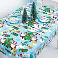 1pcs 110x180cm pvc disposable christmas tree santa claus printed tablecloth table cover dinner decoration home new year supply