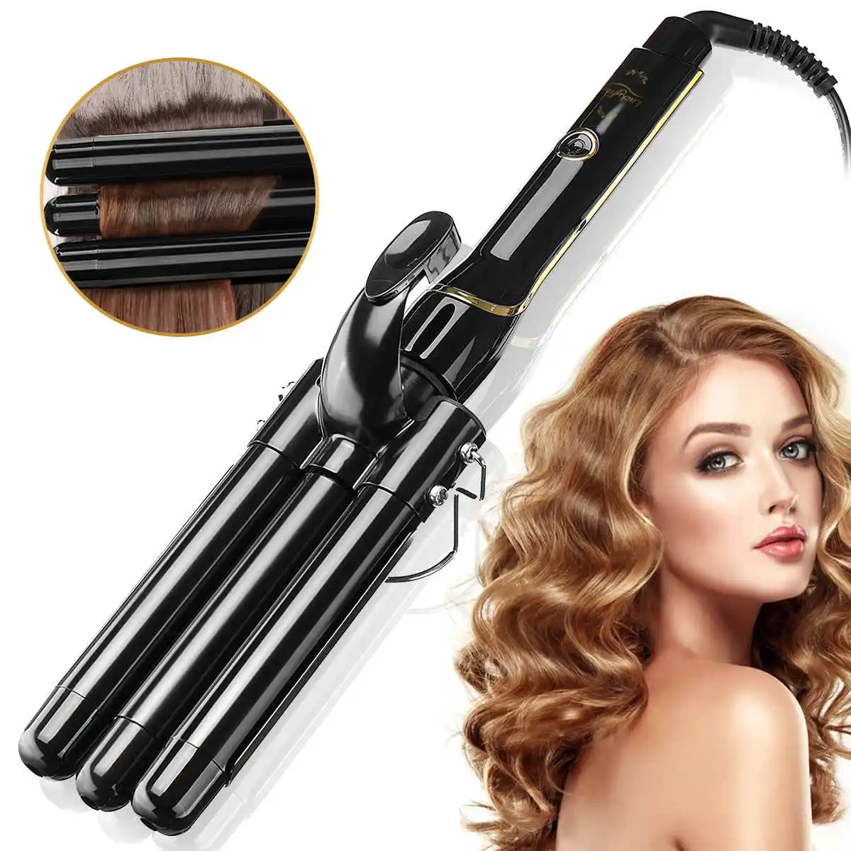 

3 Barrels 22/25mm Hair Curling Iron Automatic Perm Splint Ceramic Hair Curler Hair Waver Rollers Women Styling Tools LCD Display