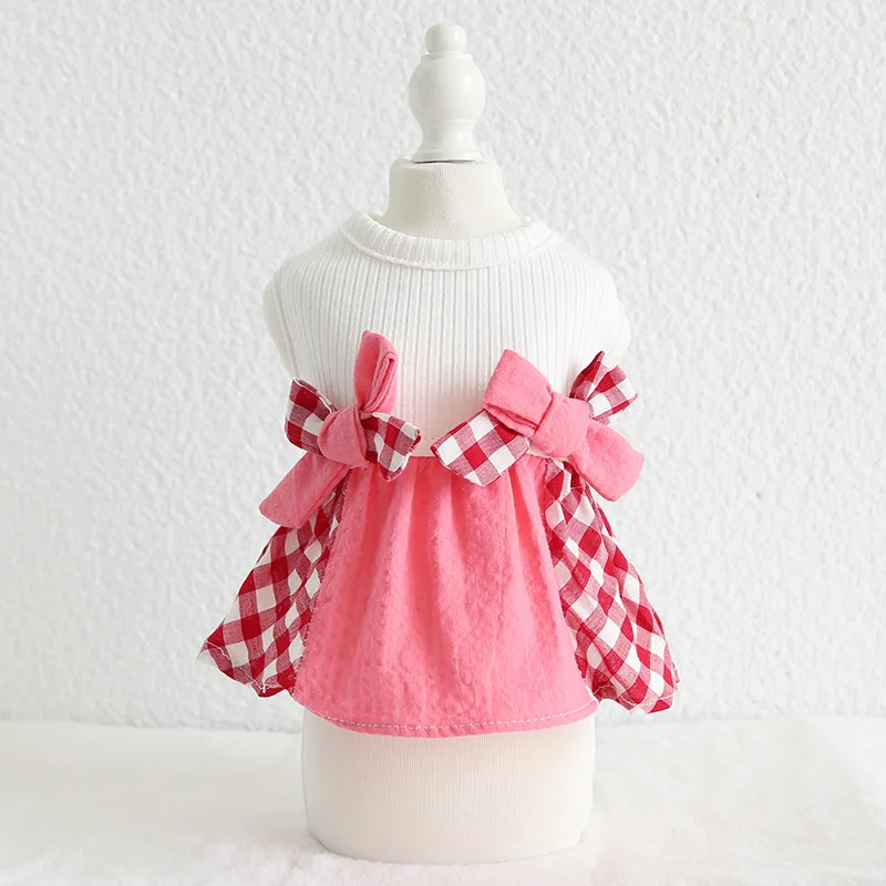 Сетчатое платье с бантом для собак товары питомцев летняя одежда из 100% хлопка