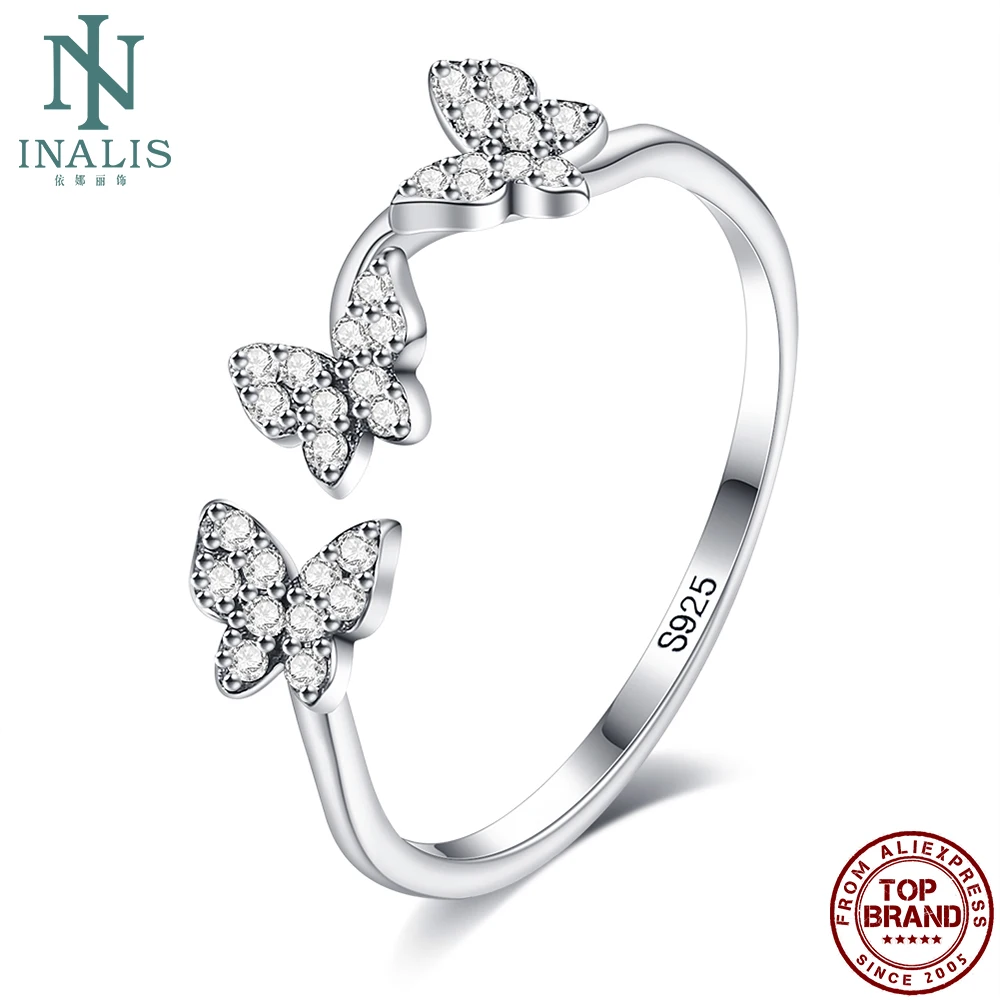 

SILVERHOO Real 925 Sterling Silver Ring Wave Butterfly Women Rings Cubic Zirconia Natural Fine Jewelry New Arrivals On Sale Gift