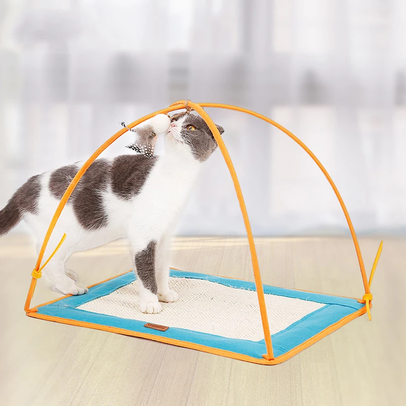 Игровой коврик Когтеточка для кошек игрушка сизаля с пером|Кровати и подстилки