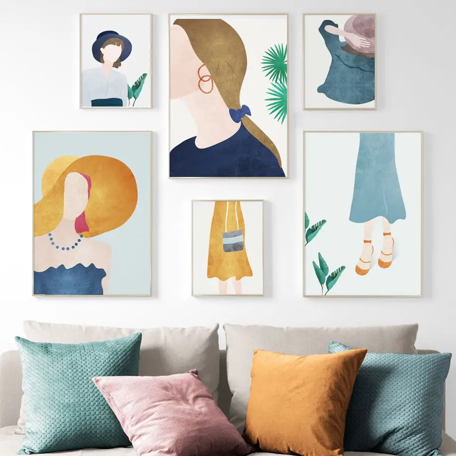 Абстрактный Модный рисунок для девочек Картина на холсте скандинавские плакаты