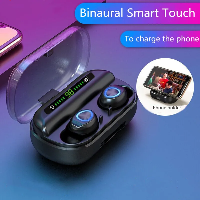 TWS наушники со светодиодным дисплеем питания Bluetooth 5 0 беспроводные спортивные с