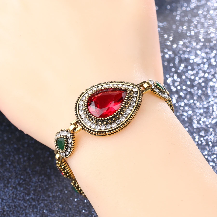 Gukin роскошные индийские ювелирные изделия Красный Кристалл женские браслеты