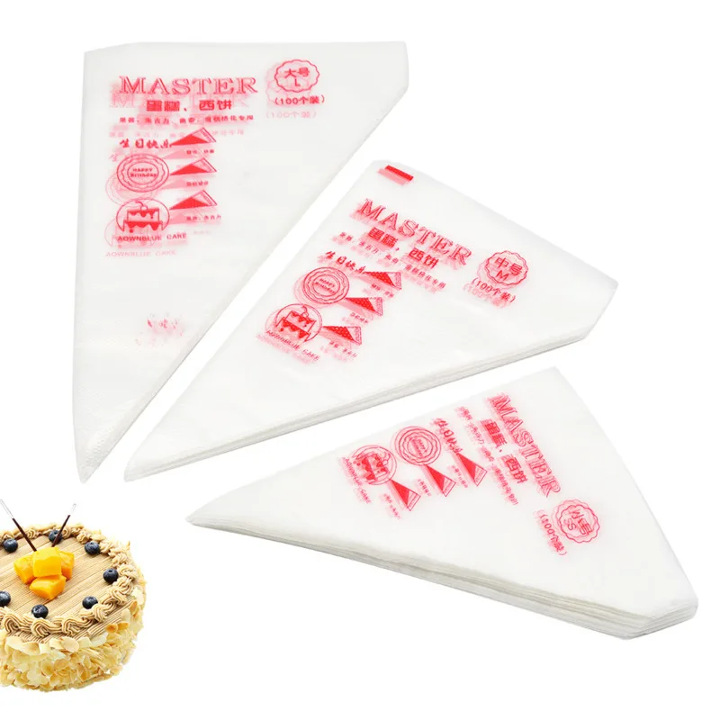 100PCs Disposable Pastry Bags DIY Icing Piping Cream Confectionery Cake Decorating Bags Kitchen Baking Tool Set SML Size