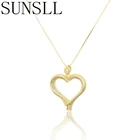 SUNSLL Золотое медное ожерелье с белым кубическим цирконием ожерелье в форме сердца для женщин на годовщину модные бриллиантовые подарки