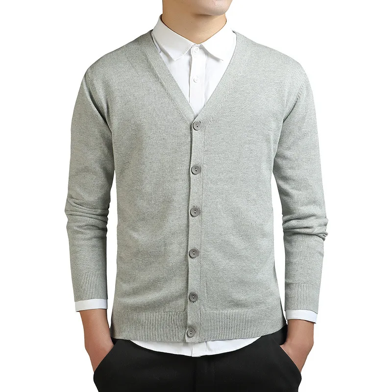 

Spring Long Sleeve Top Cardigan Men Knitted Oversized Ribbed Sweater Vest Male V-neck Slim Boys Cotton Sweaters Casual Knitwear