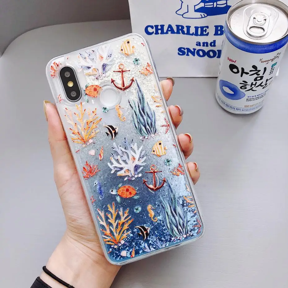 Dyna mi c Жидкий чехол зыбучие пески задняя крышка для Xiaomi 8 5X 6X A1 A2 lite Pocophone F1 redmi 5 plus Note