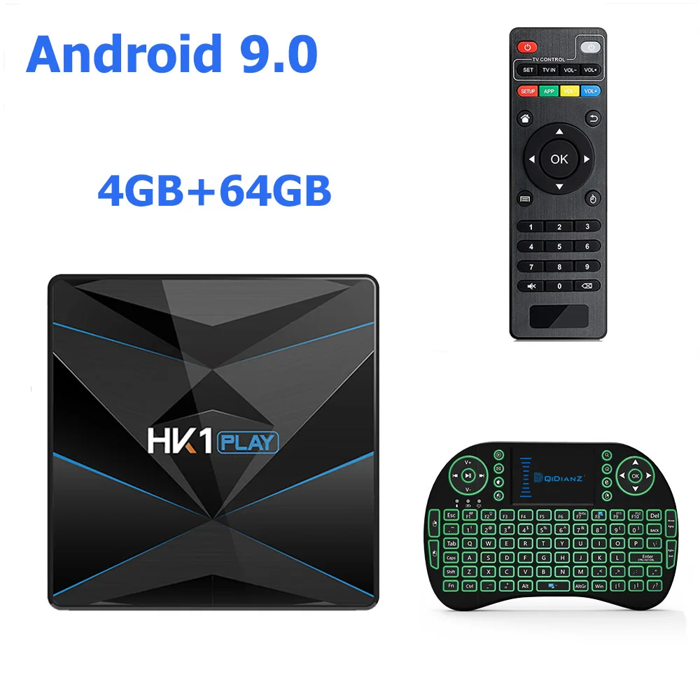 4G 64G keyboard HK1 PLAY Android 9,0 Smart tv BOX Amlogic S905X2 Гугл ТВ приемник 4K Wifi медиаплеер Play Store бесплатное приложение быстрый набор верхней коробки - Цвет: 4G 64G keyboard
