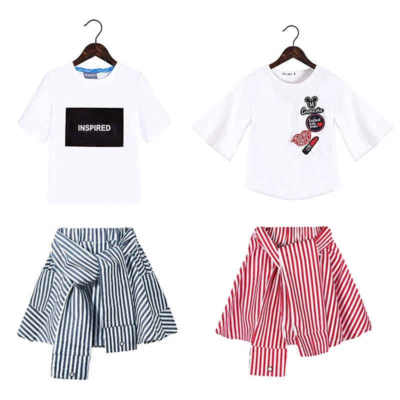 Летние шорты и юбки для девочек комплект одежды из 2 предметов хлопковая Футболка