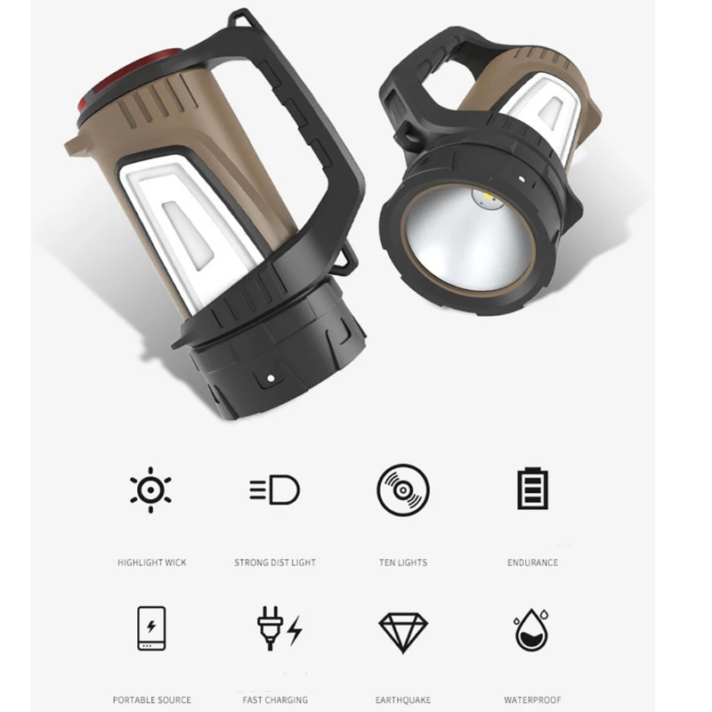 

XHP70 Outdoor Portable Searchlight LED Bright Waterproof Emergency Camping Work Light Spotlight Multipurpose Searchlight