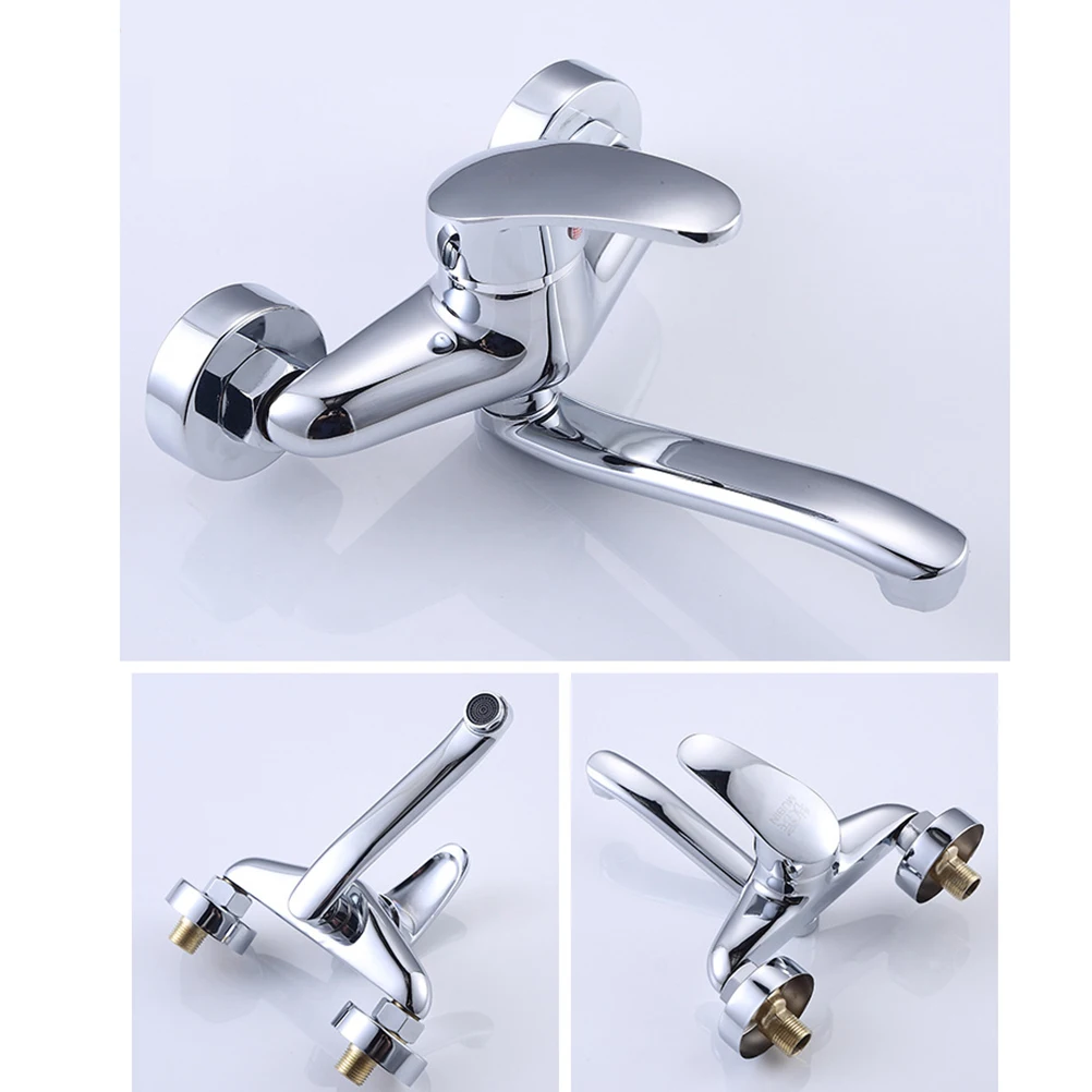 Медный смеситель для раковины хромированный настенный кран горячей и холодной