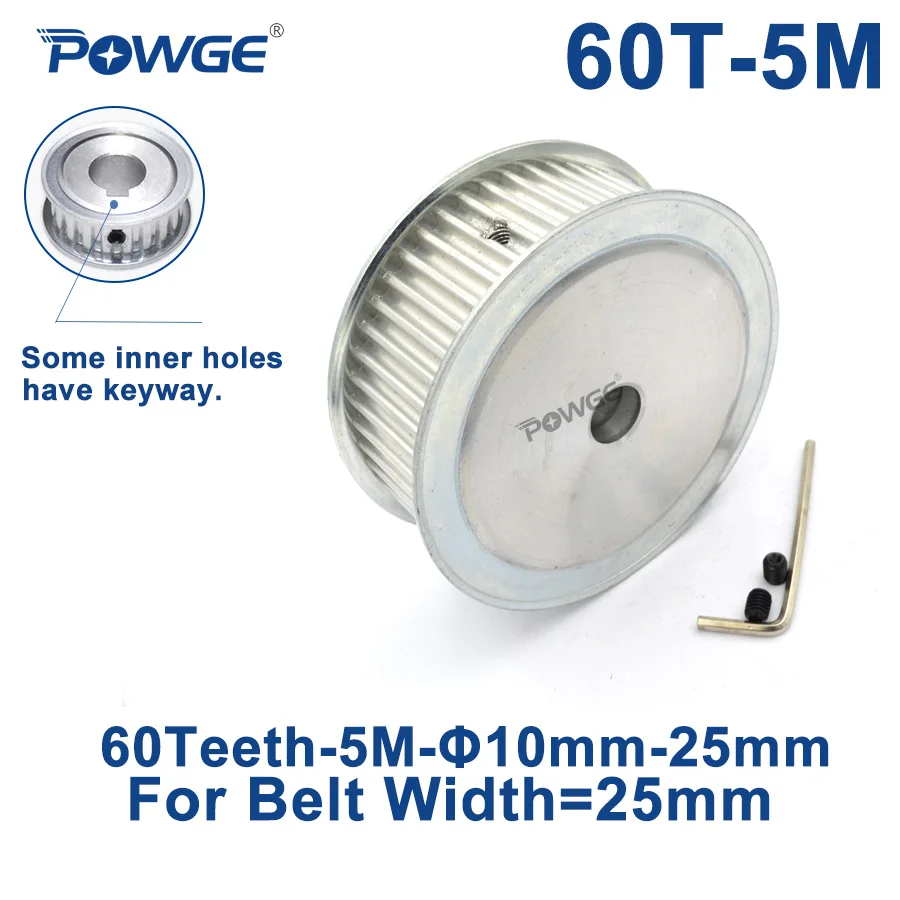 POWGE Arc HTD 5M 60 Teeth Synchronous Timing Pulley Bore 10/12/14/15/16/17/18/19/20/25mm for Width 25mm HTD5M Belt 60Teeth 60T