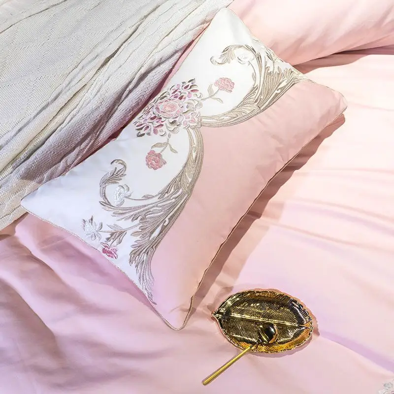 

42 New 4/7Pcs Egyptian cotton bedding set queen king size bed set embroidery duvet cover bed sheet set pillowcase for gift