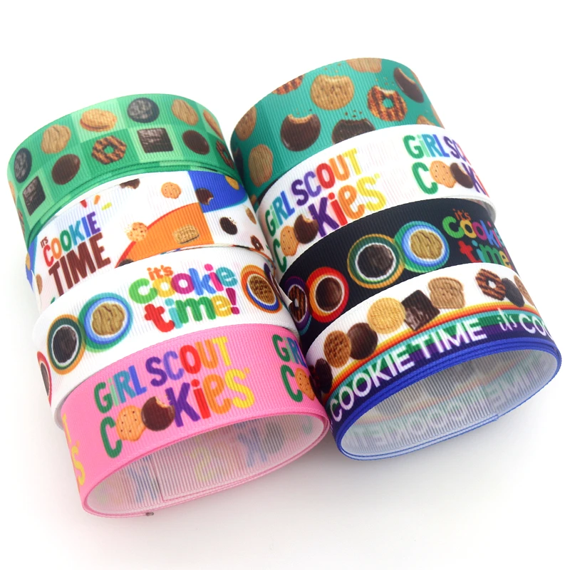 

DHK 50yards Girl Scout Cookies Time Printed Grosgrain Ribbon Accessory Hairbow Headwear Decoration DIY Wholesale Craft S1520