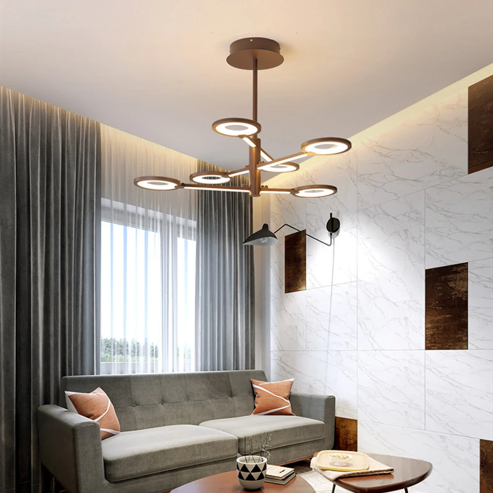 Подвесная лампа с кофейным покрытием новый современный светильник для столовой