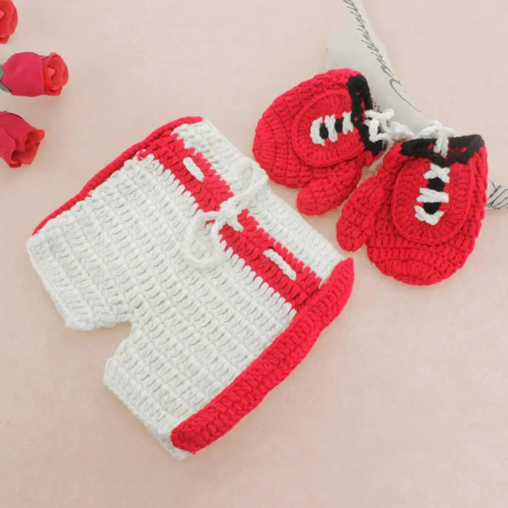 Conjunto de 2 unids/set de guantes para beb&eacute; reci&eacute;n nacido, pantalones de lana de ganchillo hechos a mano, accesorios para fotos, accesorios para beb&eacute;s, accesorios de fotograf&iacute;a para reci&eacute;n nacidos-2