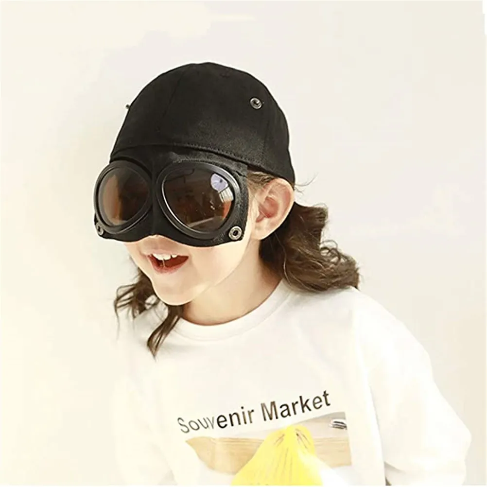 

New Kids Baseball Cap With Goggles Breathable Sunshade Eye Protection For Boys Girls Visor Cap Sun Hat