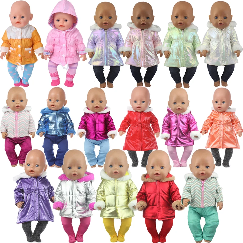 

Autumn New Pattern Fashion Winter Down Cotton Jacket + One-Piece Socks Fits 18 Inch American&43cm Baby New Born Doll Accessories