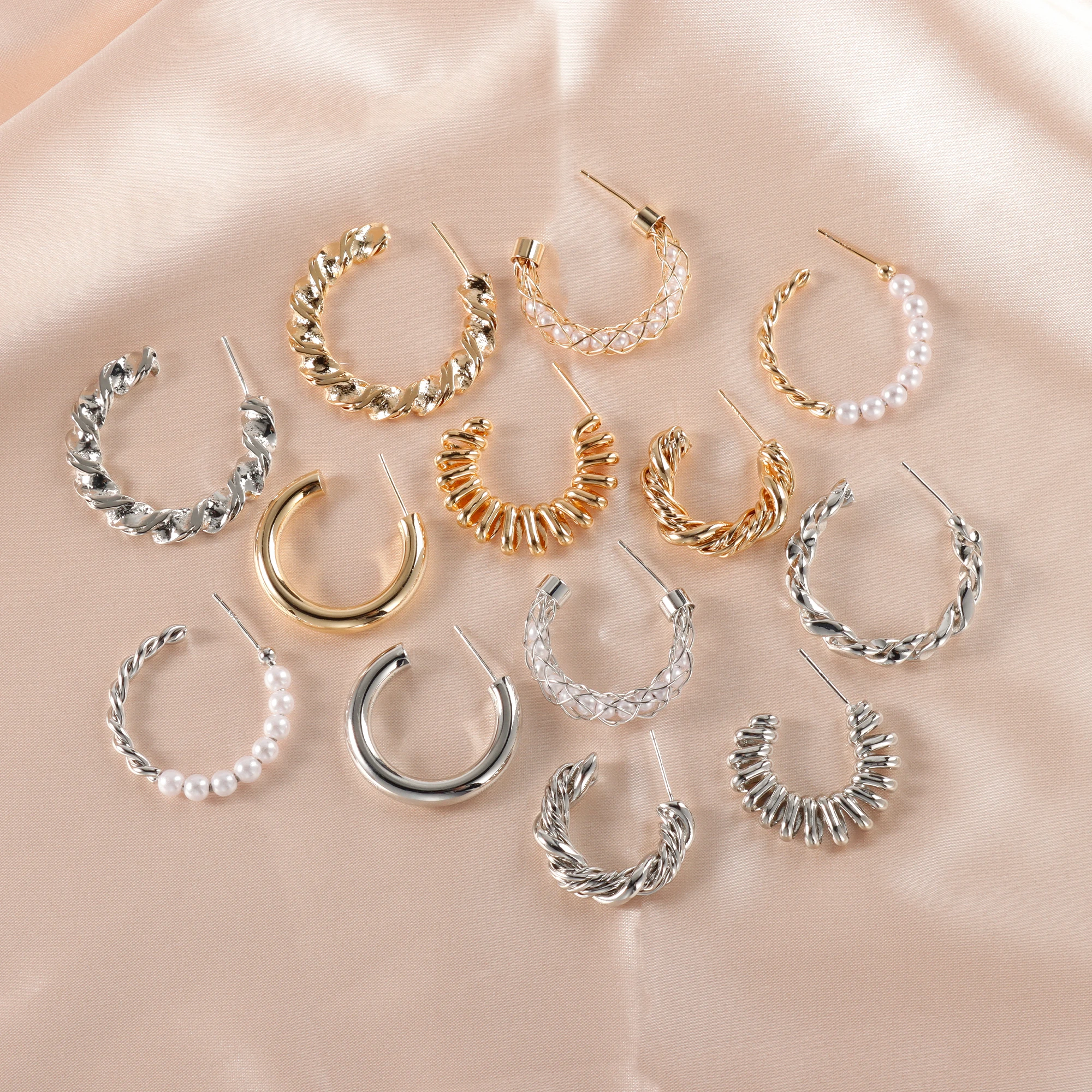 

Sanying M981,Simple Vintage Gold Silver Color Diy Hoop Stud Earrings For Women Girls Jewelry Metal Earrings,6 pcs/lot