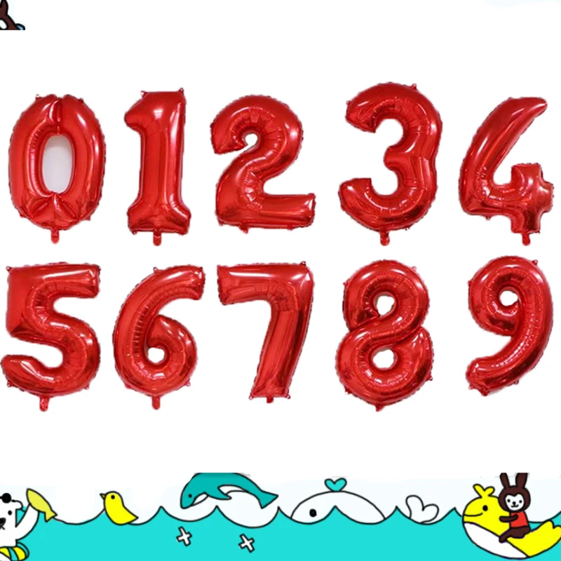 1 комплект 30 дюймов красный серебристый 0-9 футбольный фольгированный шар