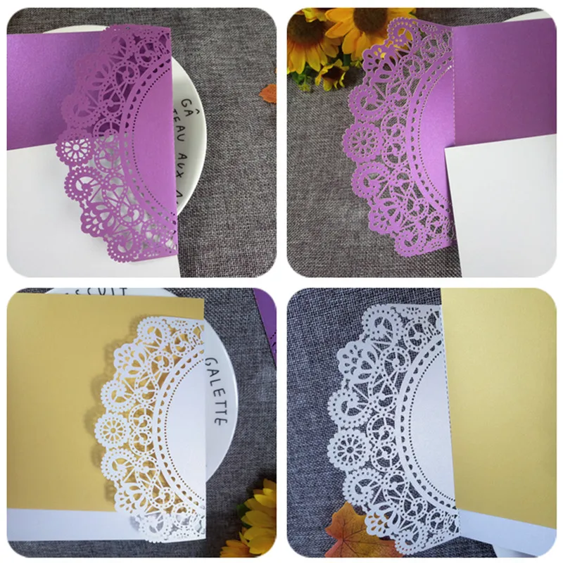 30 шт. элегантная кружевная Свадебная пригласительная открытка с лазерной резкой
