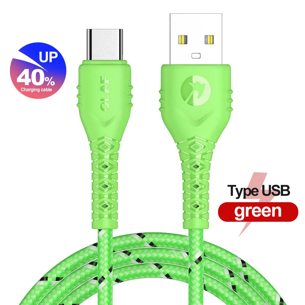 OLAF 2 м usb type C кабель для samsung S9 S8 Быстрая зарядка type-C мобильный телефон зарядный провод USB C кабель для Xiaomi Mi A2 Oneplus 6t - Цвет: Green