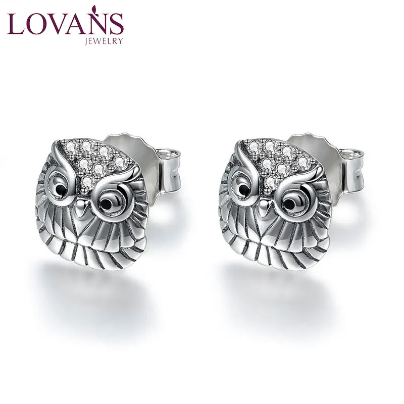 

LOVANS Stud Earrings For Women Owl Design 925 Sterling Silver Earrings For Friend серьги 2021 тренд