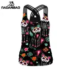 Женские готические майки NADANBAO, летняя футболка с изображением черепа, тонкие эластичные топы для фитнеса, черная яркая повседневная безрукавка, топы