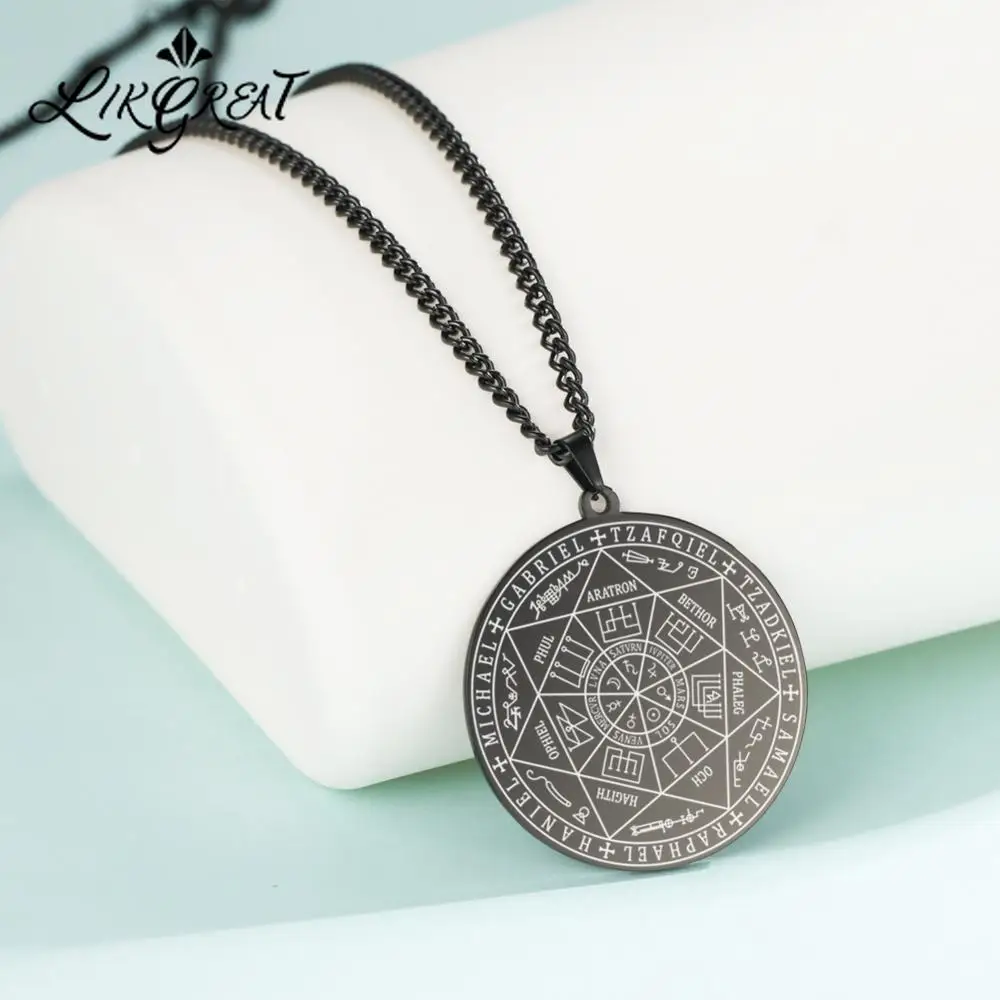 Wicca 7 Archangels Sigil ожерелья с подвесками для мужчин и женщин колдовство кулон