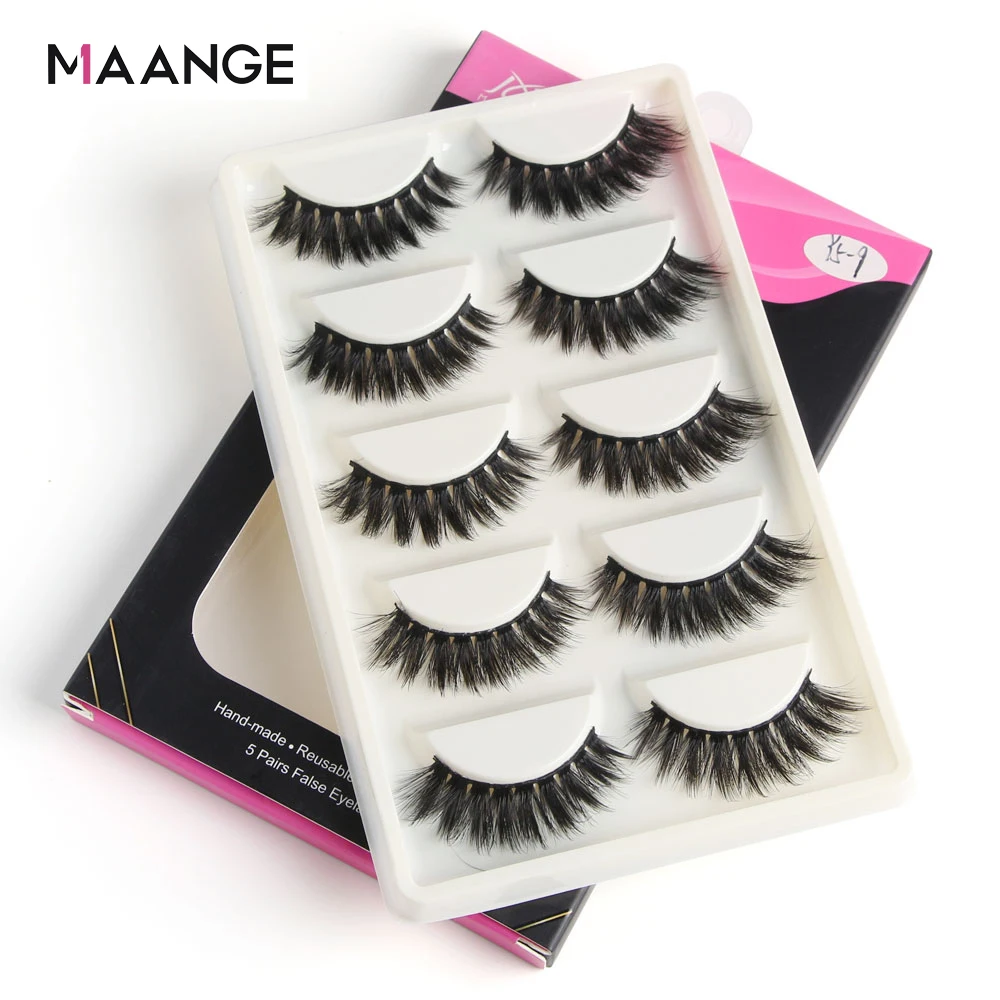 MAANGE 5 пар 3D естественные Ложные ресницы ручной работы Мульти Слои длинные из меха